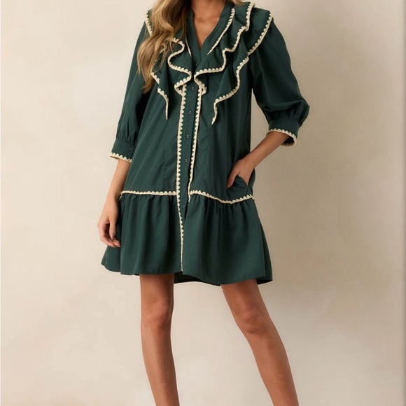 Red Dress Boutique Dresses & Skirts - Red Dress Boutique Green Ruffle Mini Dress